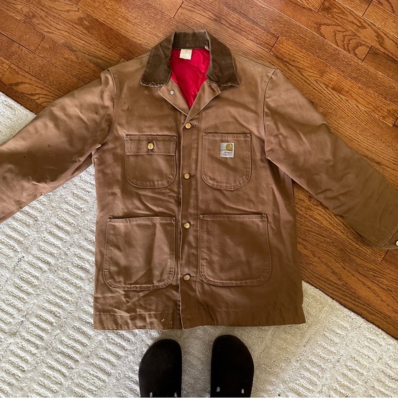 Vintage 1980s Carhartt Duck Brown Button Front Coat - Picture 4 of 12
